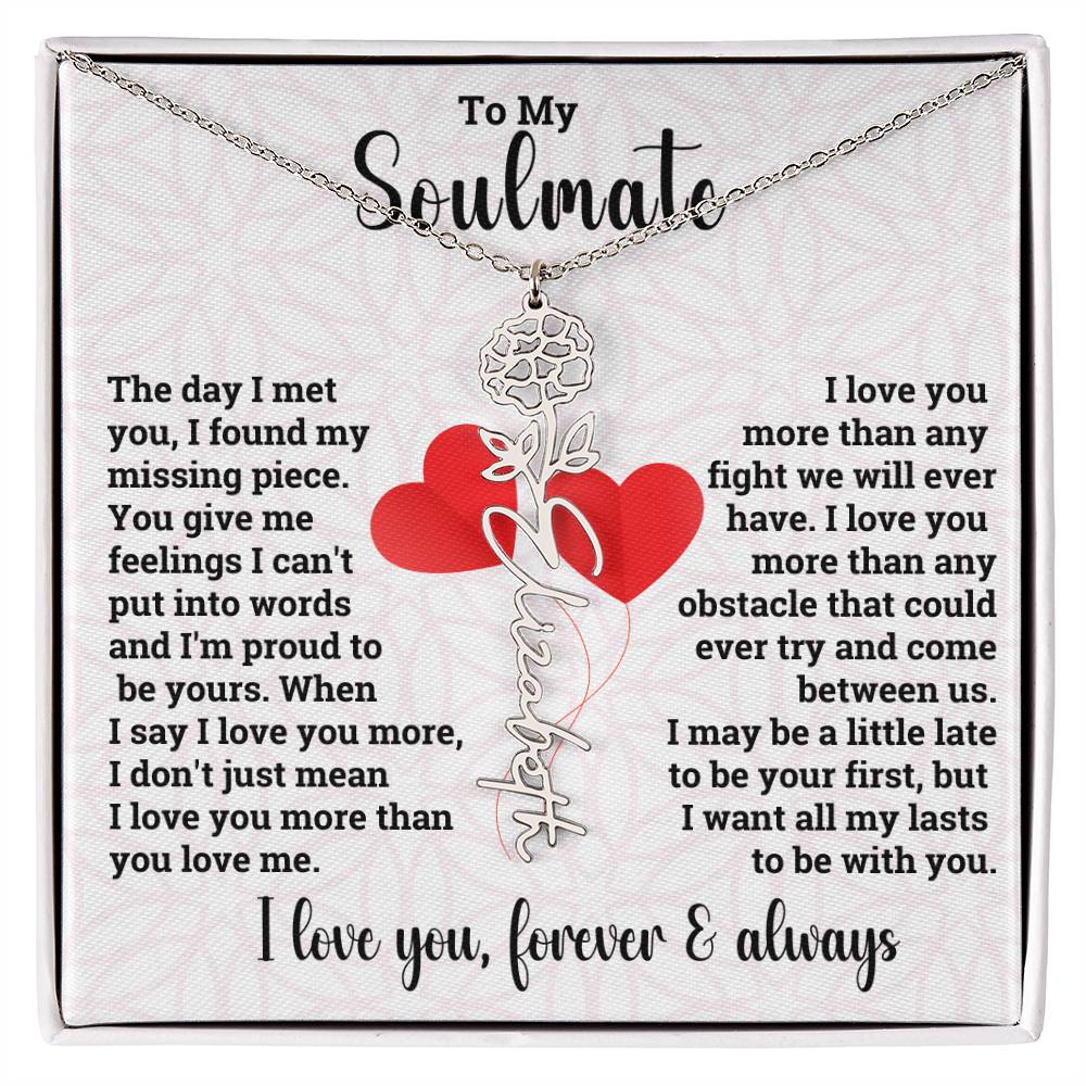 To My Soulmate | Birth Flower Name Necklace