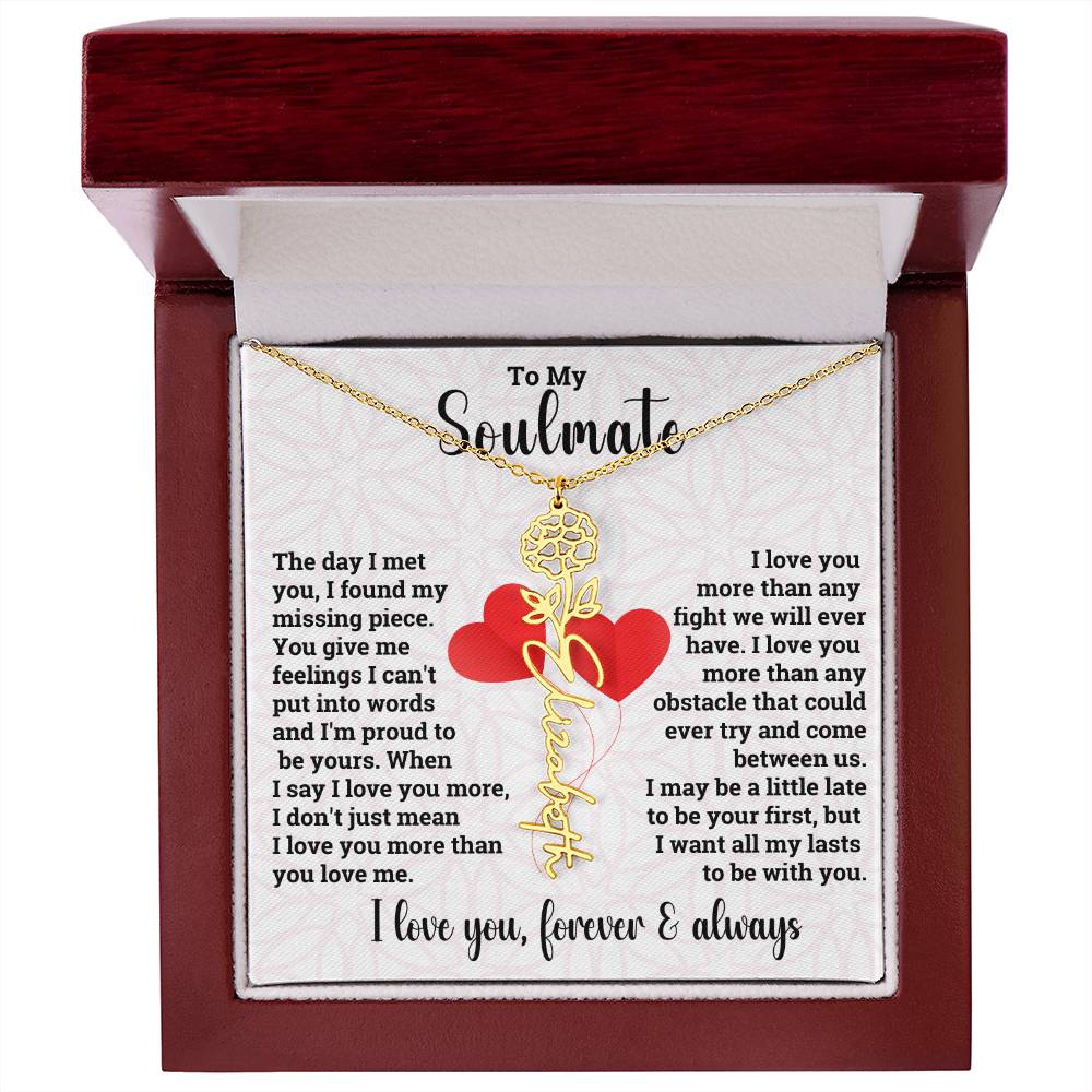 To My Soulmate | Birth Flower Name Necklace