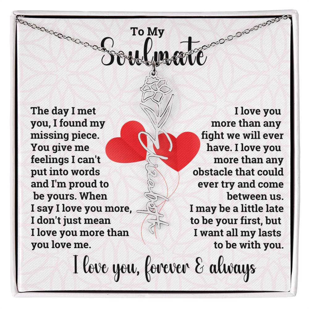 To My Soulmate | Birth Flower Name Necklace