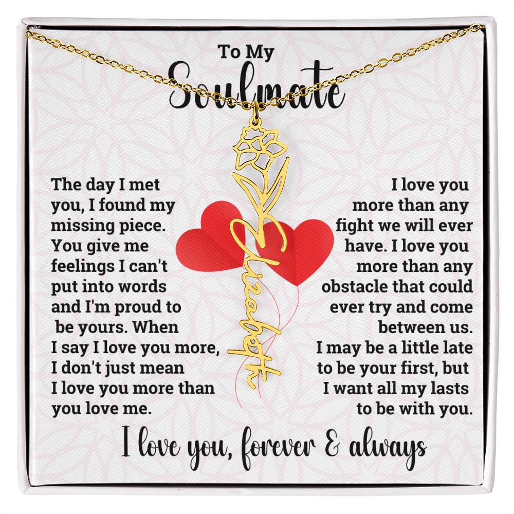 To My Soulmate | Birth Flower Name Necklace
