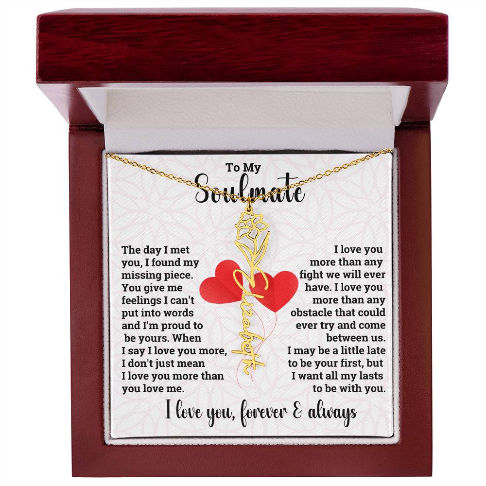 To My Soulmate | Birth Flower Name Necklace