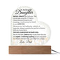 To My Beautiful Daughter (Flower Border) | Acrylic Heart Plaque with optional LED Base