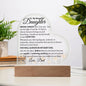 To My Beautiful Daughter (Flower Border) | Acrylic Heart Plaque with optional LED Base