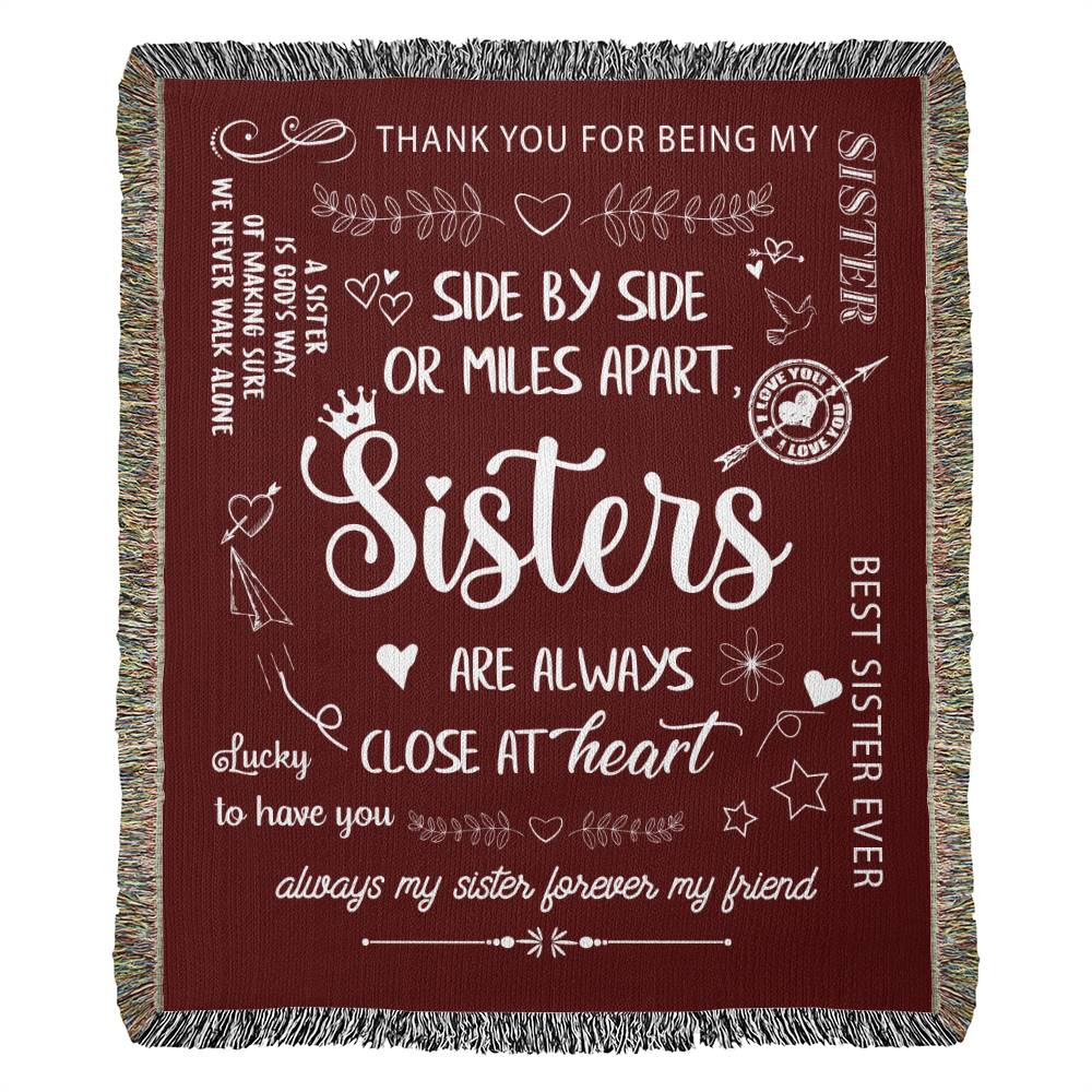 Sisters Miles Apart | Woven Blanket