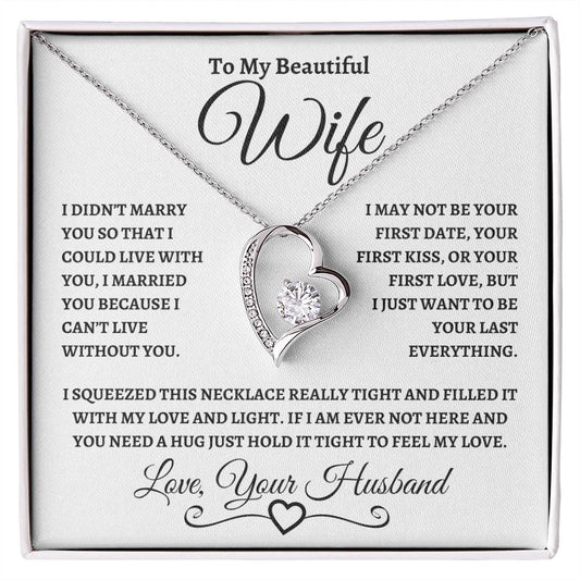 To My Beautiful Wife | Forever Love Necklace BW