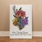 Personalized wrapped gallery canvas, Birth Month Flowers Gift For Grandma, Easter, Nana Gifts, Mothers Day Gift - Portrait