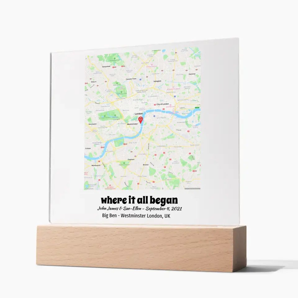 Acrylic - Personalized Map - Where It All Began