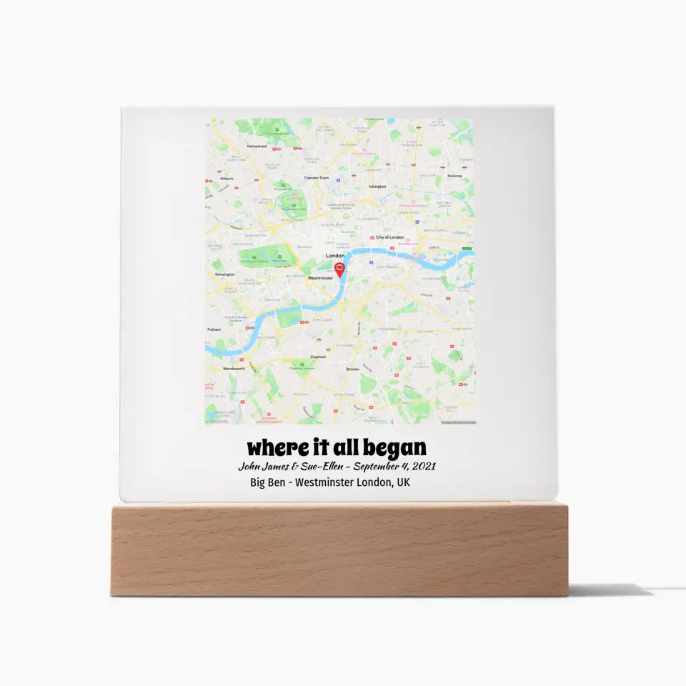 Acrylic - Personalized Map - Where It All Began