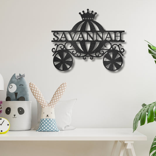 Princess Carriage Monogram - Steel Sign