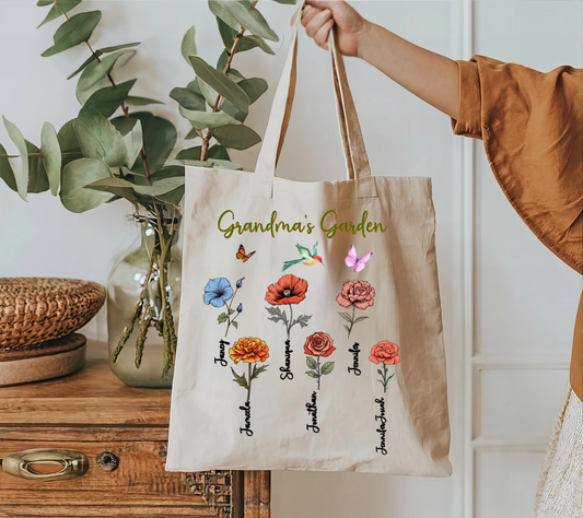 Cotton Canvas Tote - Grandma's Garden