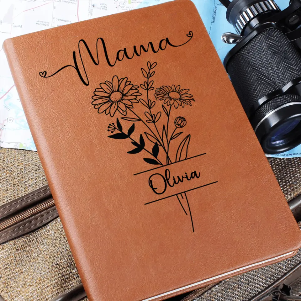 Graphic Journal | Birth Month Flower with Heading | Personalized with Name | Mothers Day | Gift