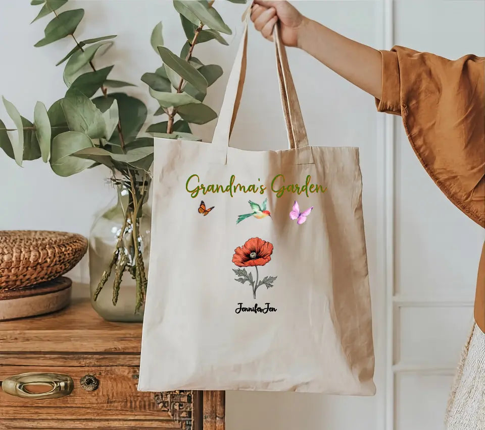 Cotton Canvas Tote - Grandma's Garden