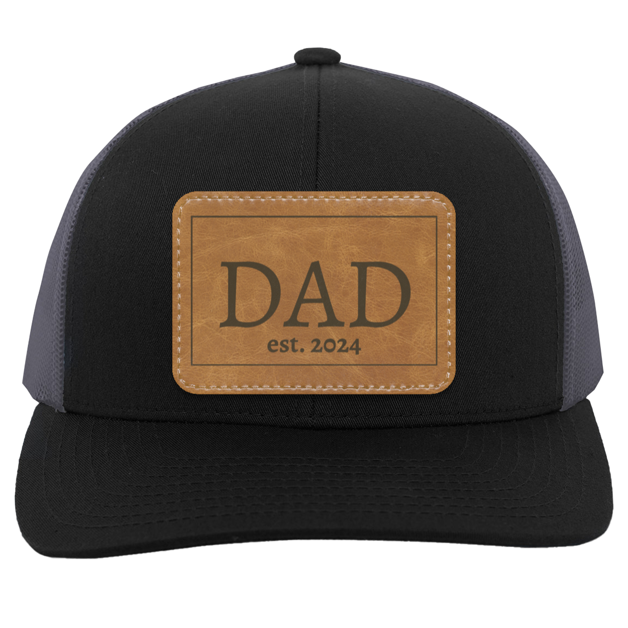 Dad est 2024 | Leather | Trucker Patch Hat