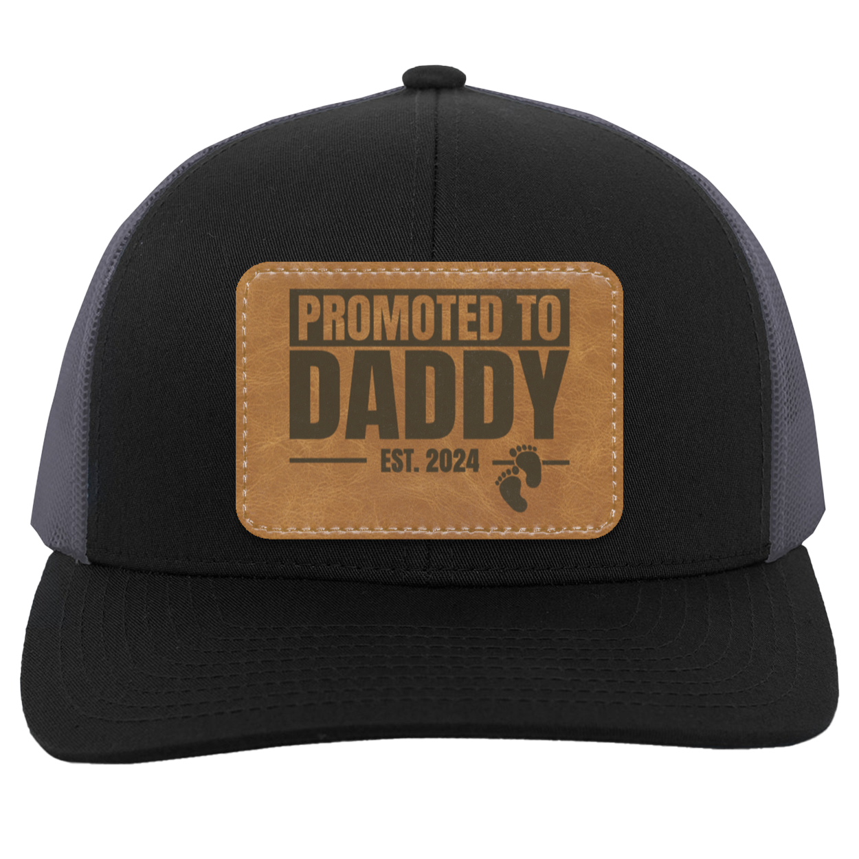 Promoted to Daddy est 2024 | Leather | Trucker Patch Hat