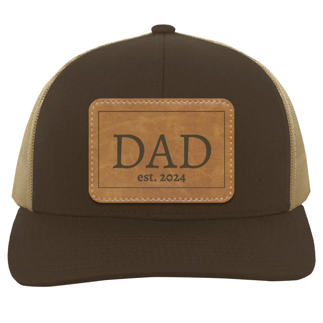 Dad est 2024 | Leather | Trucker Patch Hat