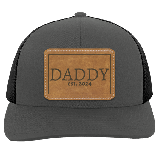 Daddy est 2024 | Leather | Trucker Patch Hat