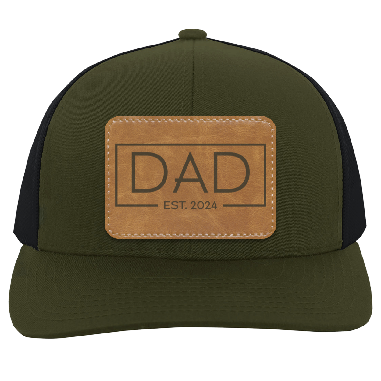 Dad est 2024 | Leather | Trucker Patch Hat