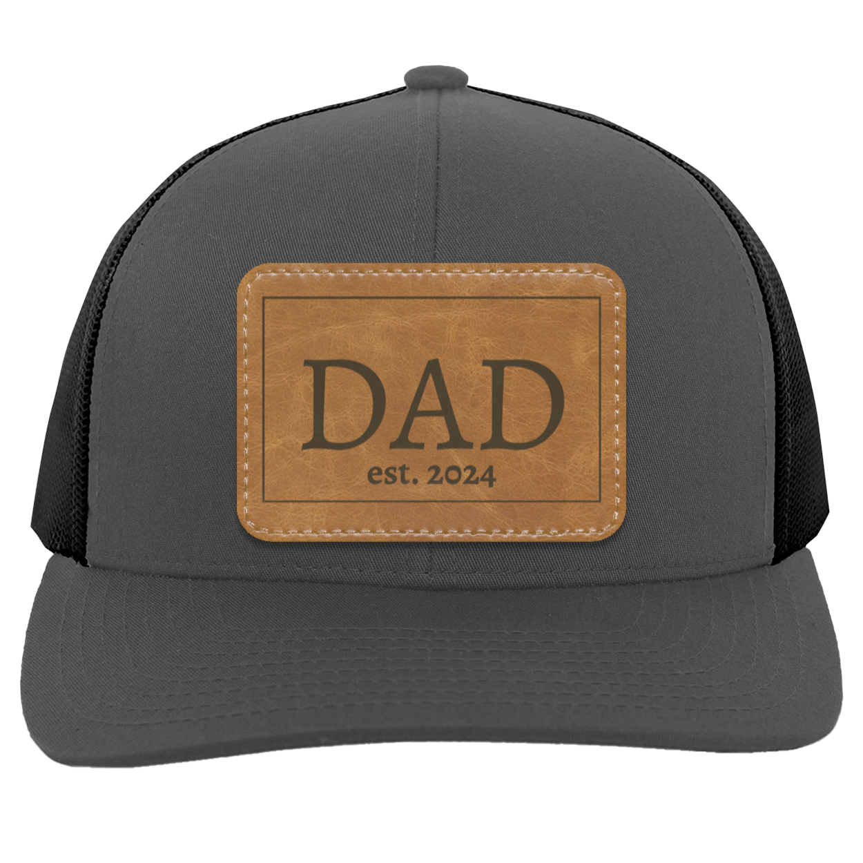 Dad est 2024 | Leather | Trucker Patch Hat