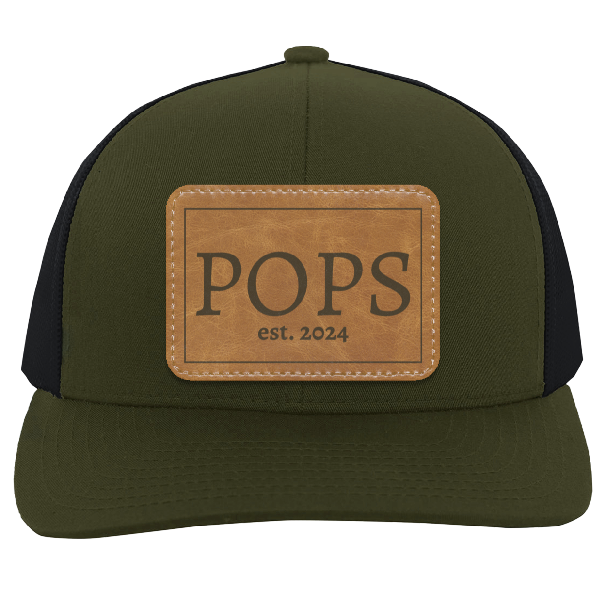 Pops est 2024 | Leather | Trucker Patch Hat