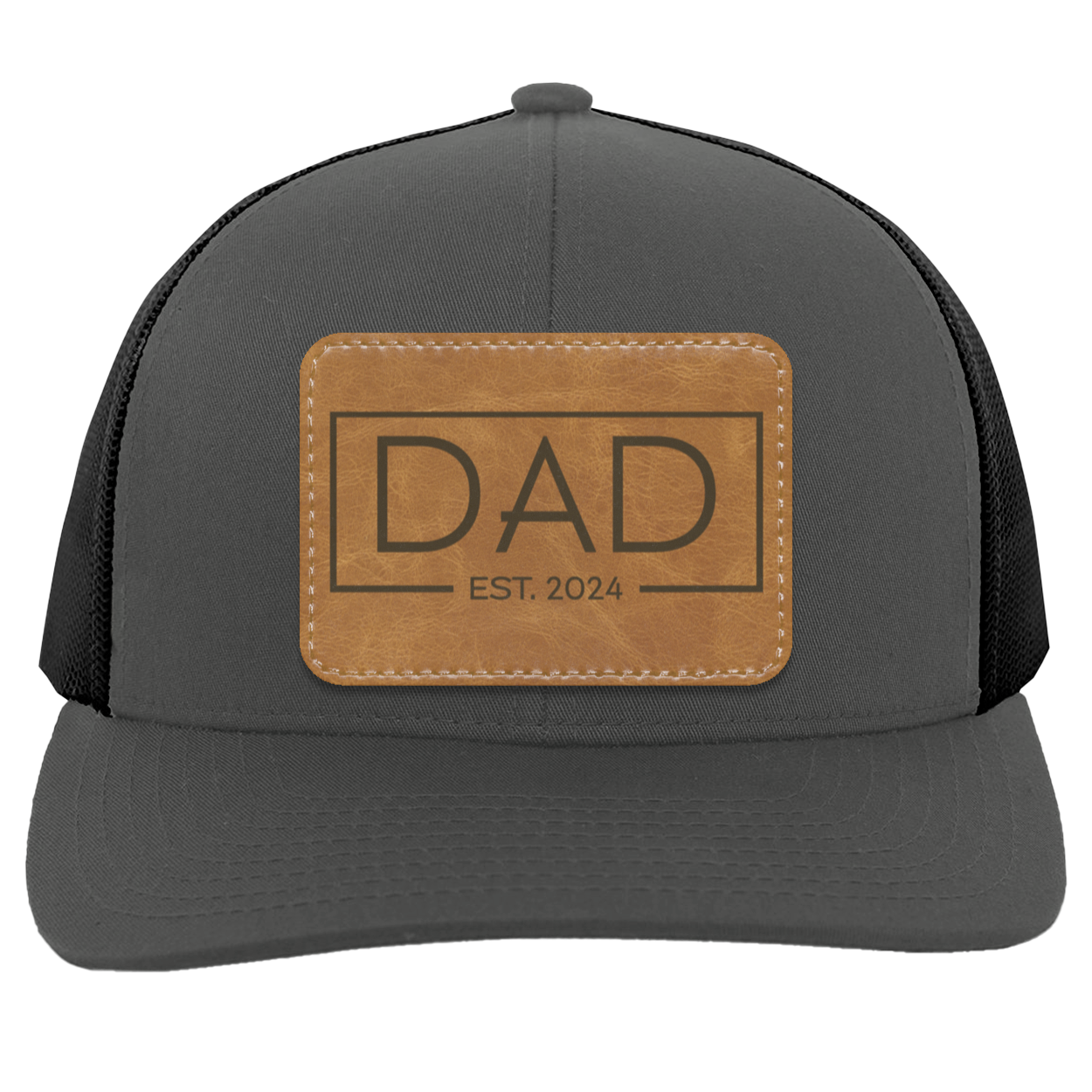 Dad est 2024 | Leather | Trucker Patch Hat