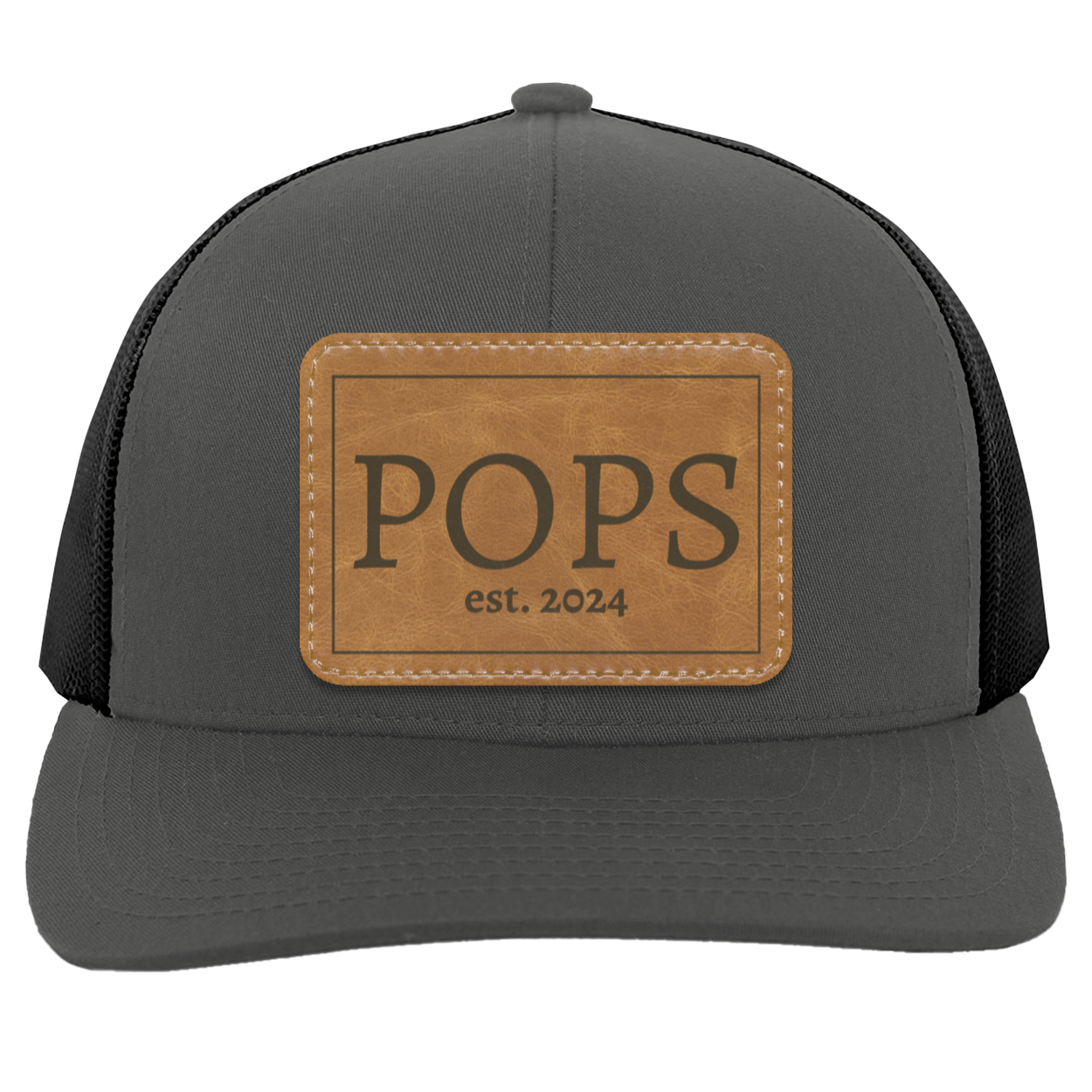 Pops est 2024 | Leather | Trucker Patch Hat