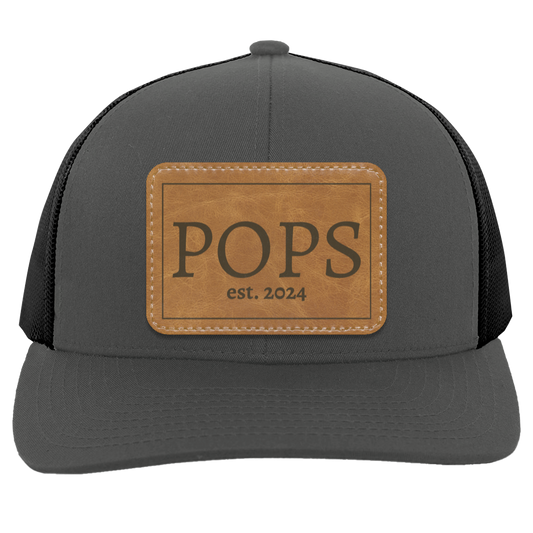 Pops est 2024 | Leather | Trucker Patch Hat