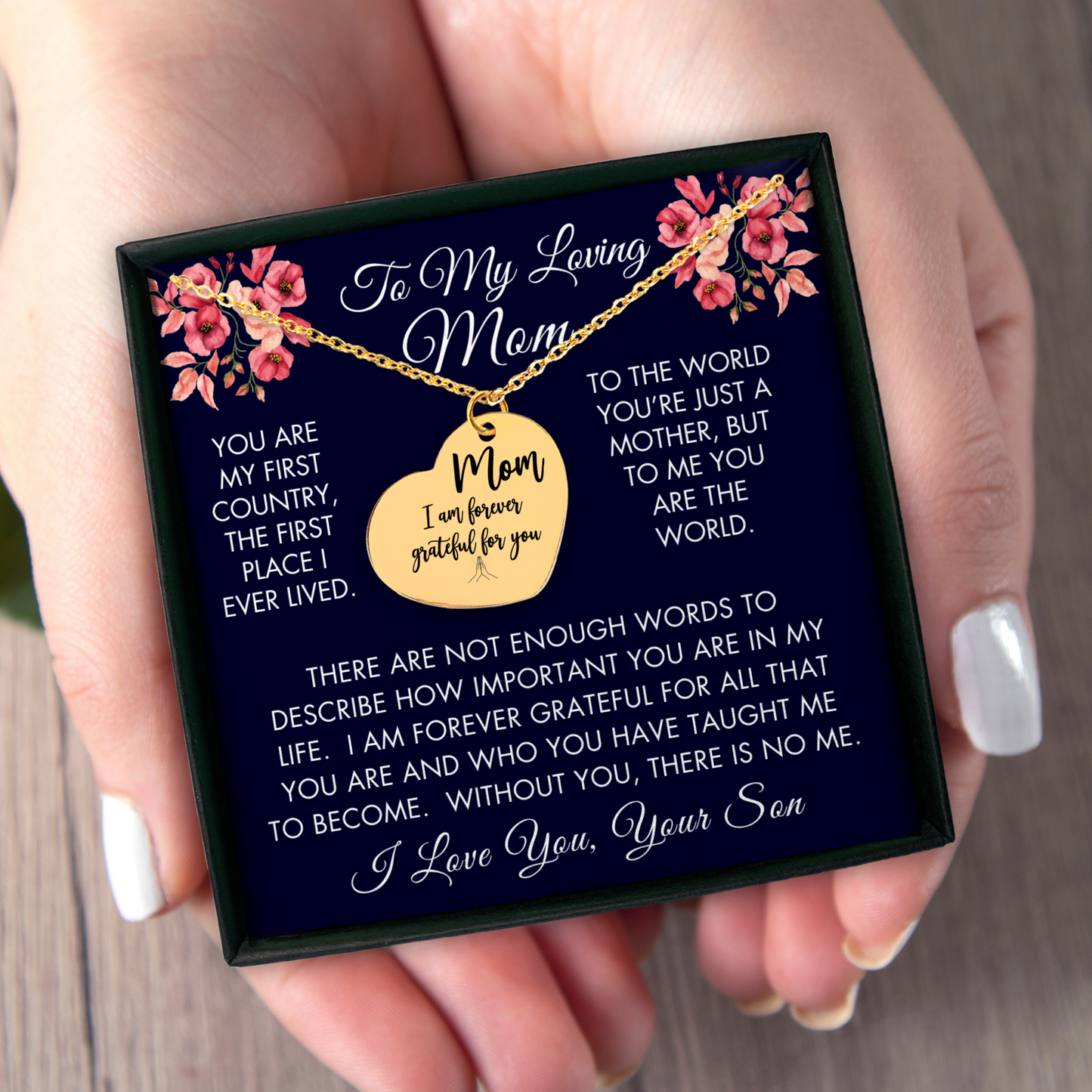 Custom Message Heart Necklace | Son to Mom