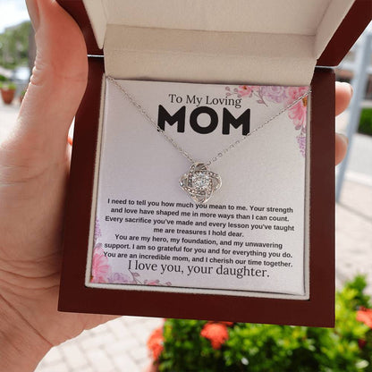 To My Loving Mom | Love Knot Necklace | Daughter to Mom