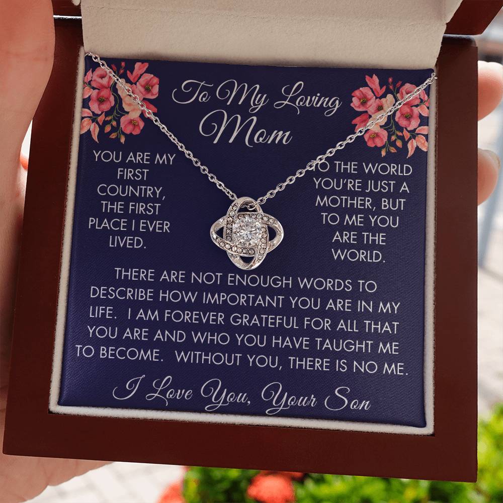 To My Loving Mom | Love Knot Necklace | From Son to Mom