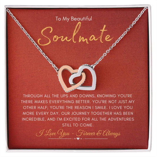 To My Beautiful Soulmate | Interlocking Hearts Necklace
