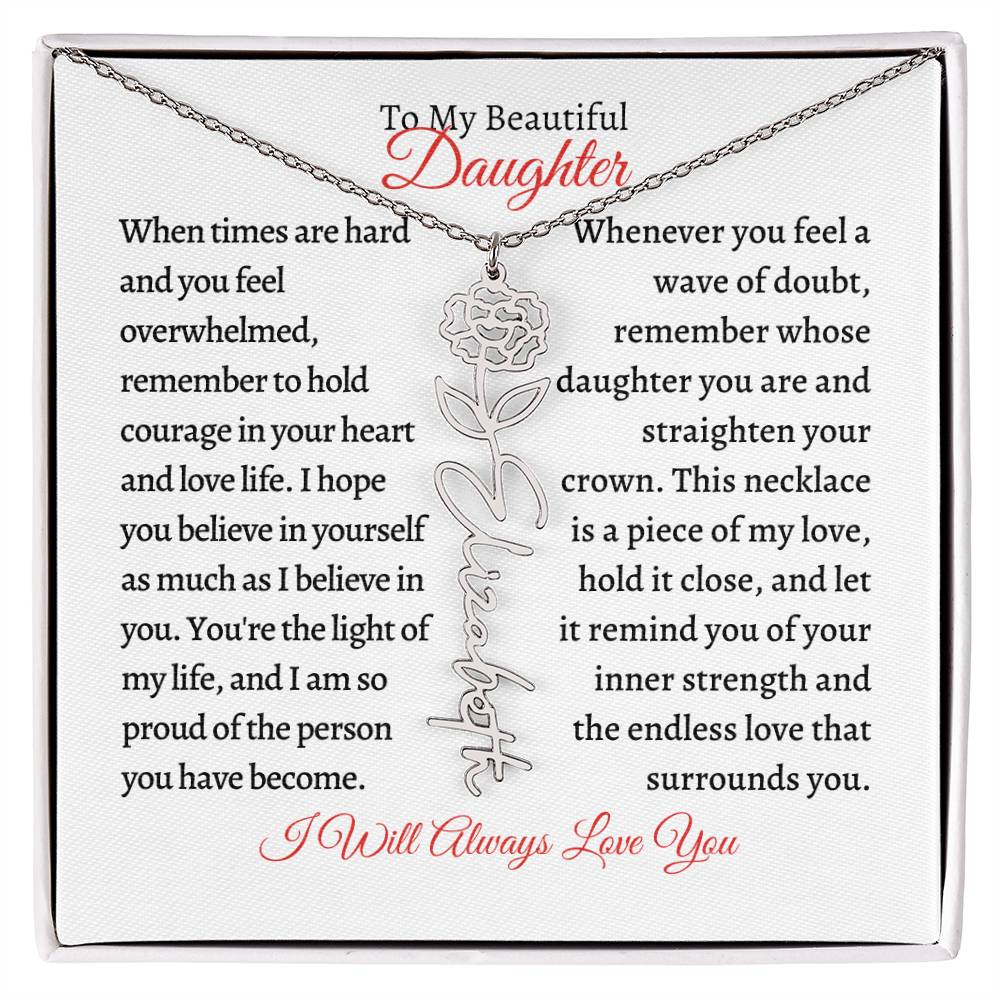 To My Daughter | Birth Month Flower Name Necklace