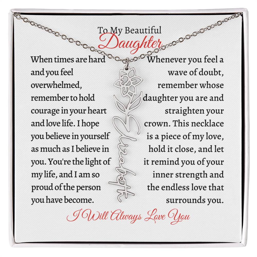 To My Daughter | Birth Month Flower Name Necklace