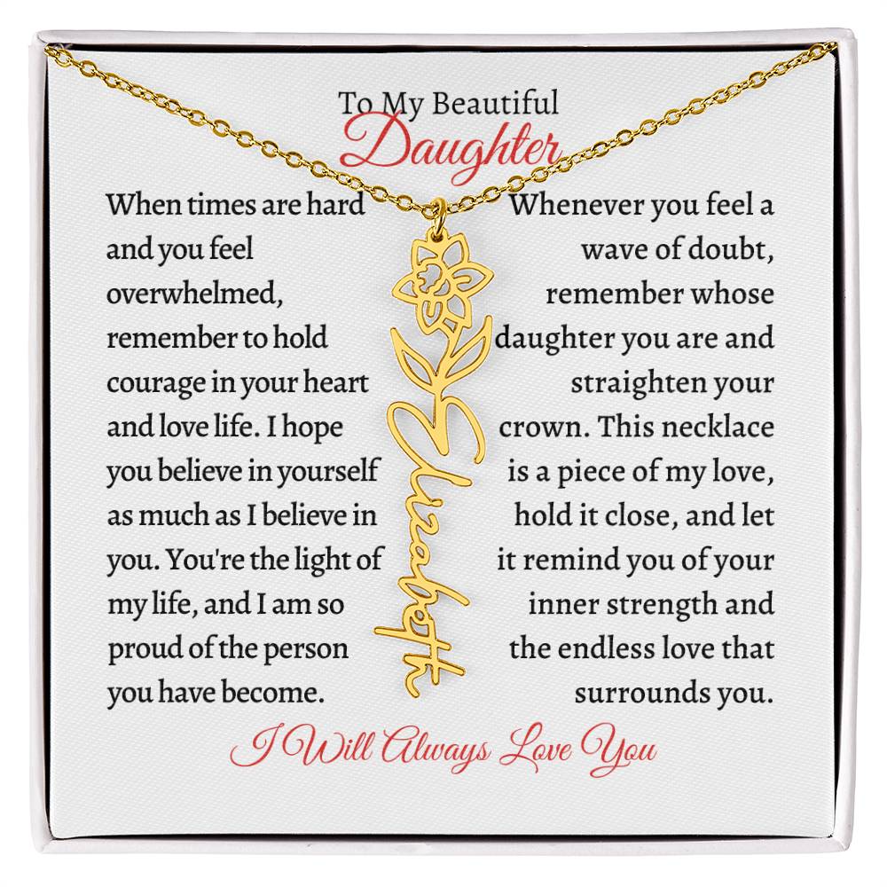 To My Daughter | Birth Month Flower Name Necklace