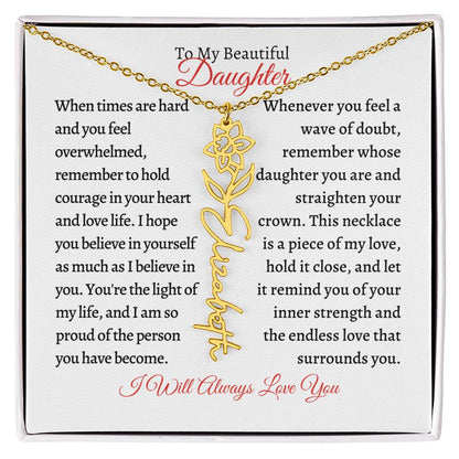 To My Daughter | Birth Month Flower Name Necklace