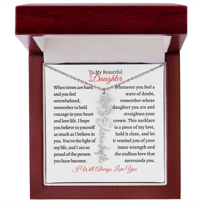 To My Daughter | Birth Month Flower Name Necklace