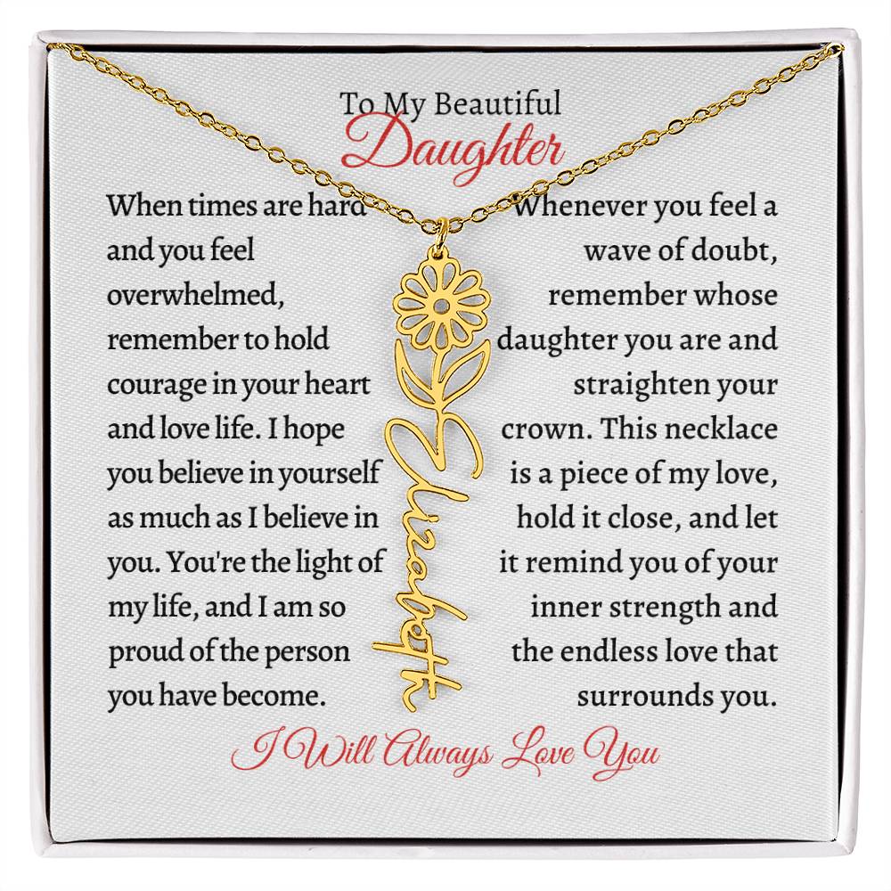 To My Daughter | Birth Month Flower Name Necklace