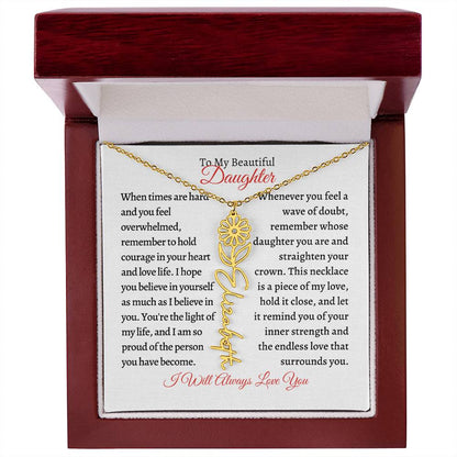 To My Daughter | Birth Month Flower Name Necklace