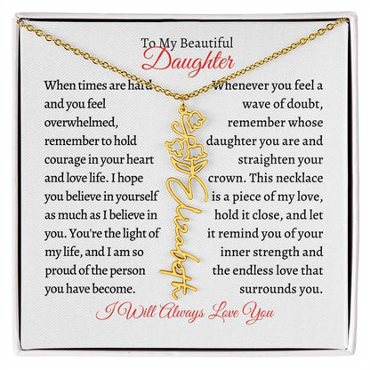 To My Daughter | Birth Month Flower Name Necklace