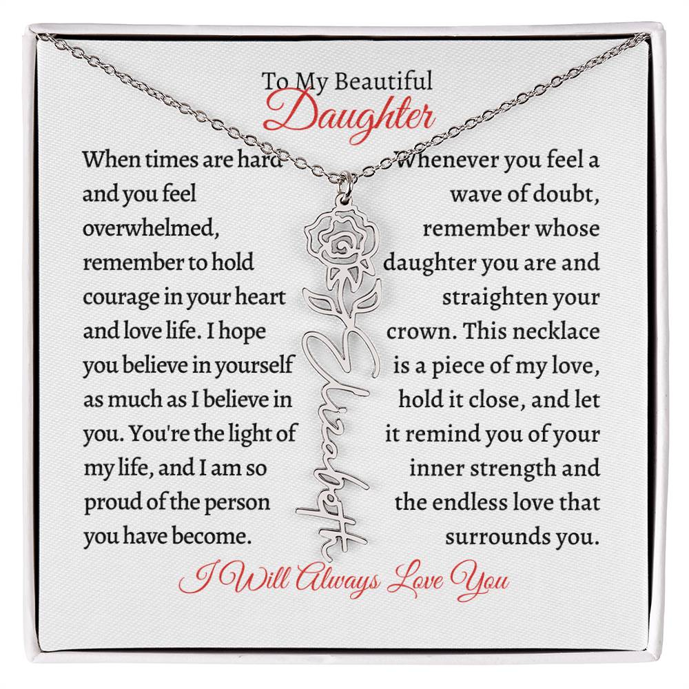 To My Daughter | Birth Month Flower Name Necklace