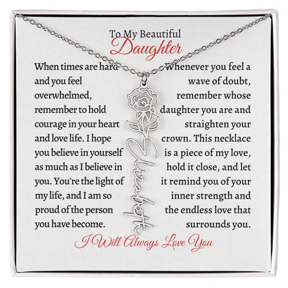 To My Daughter | Birth Month Flower Name Necklace