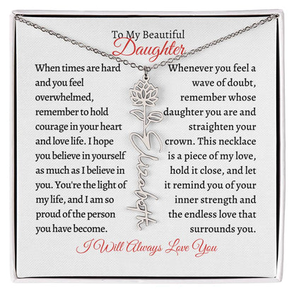 To My Daughter | Birth Month Flower Name Necklace