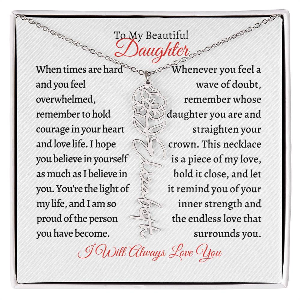 To My Daughter | Birth Month Flower Name Necklace