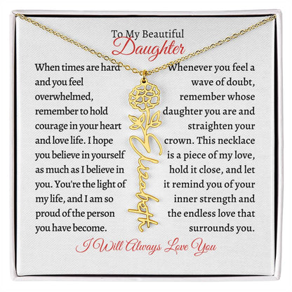 To My Daughter | Birth Month Flower Name Necklace