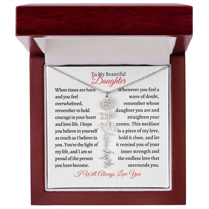 To My Daughter | Birth Month Flower Name Necklace