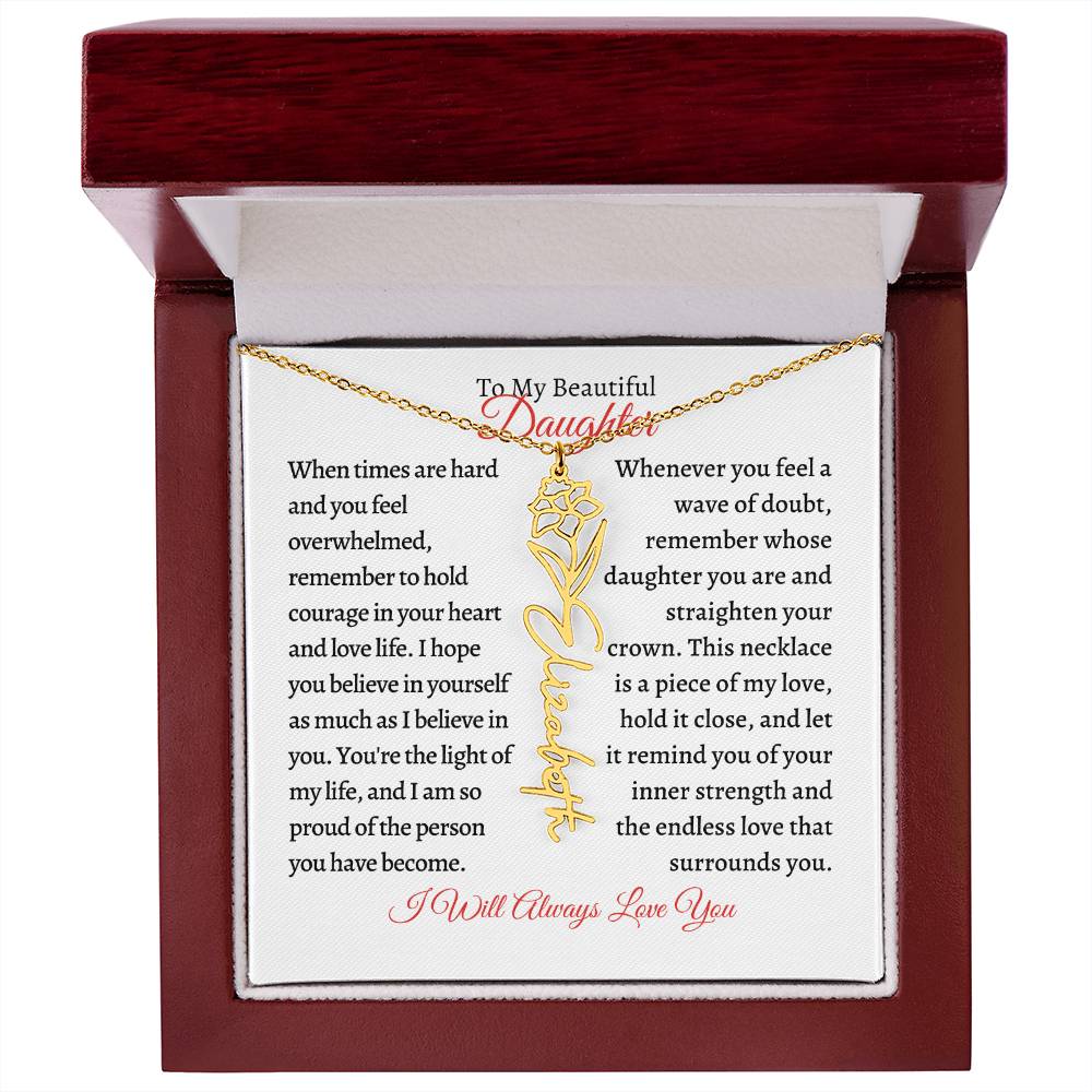 To My Daughter | Birth Month Flower Name Necklace