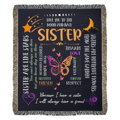 Sister to Sister | Woven Blanket | Butterfly Night Time