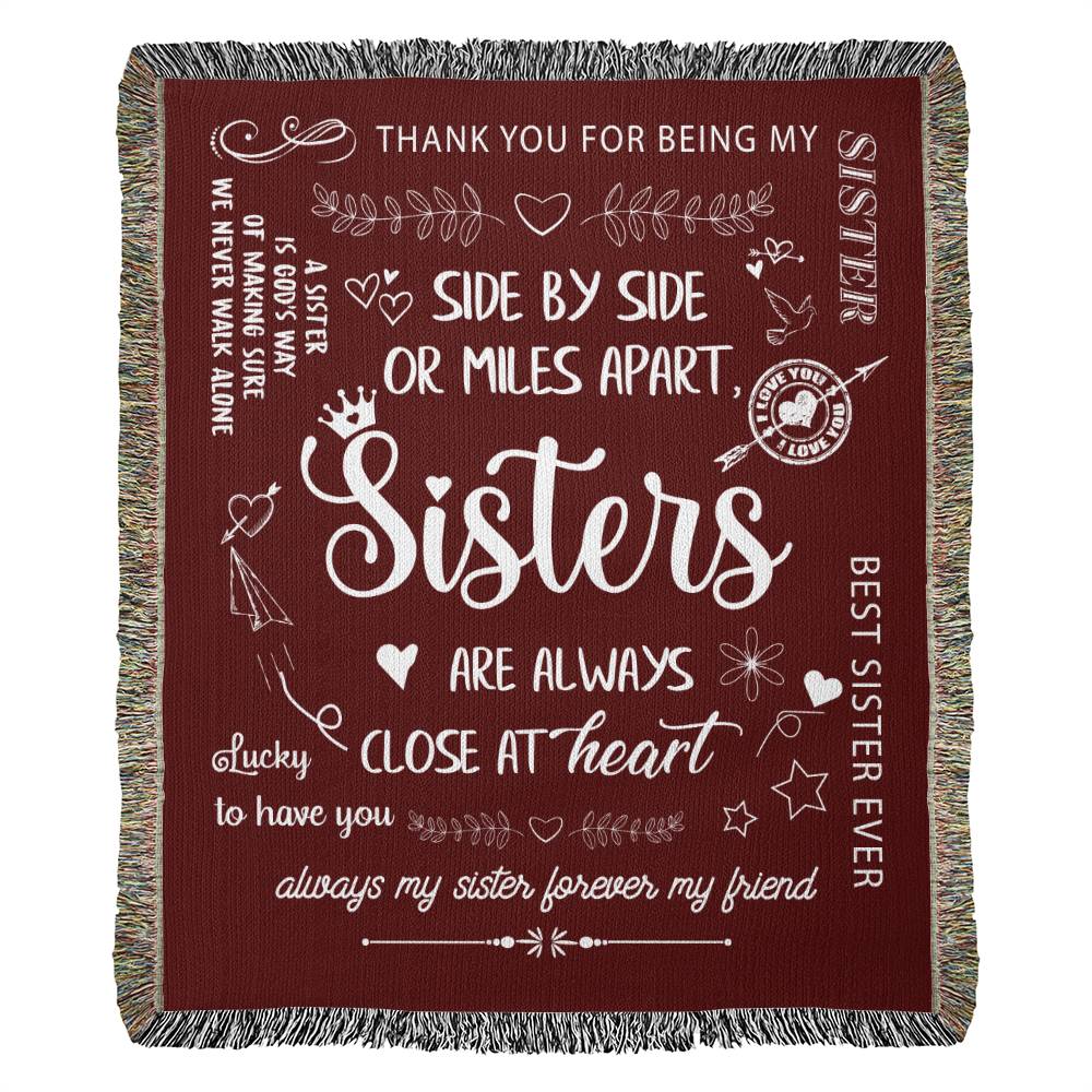 Sisters Miles Apart | Woven Blanket