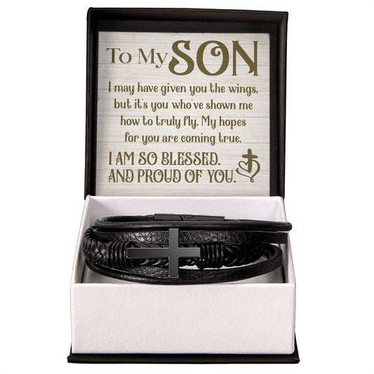 To My Son | Cross Bracelet | Blessed and Proud