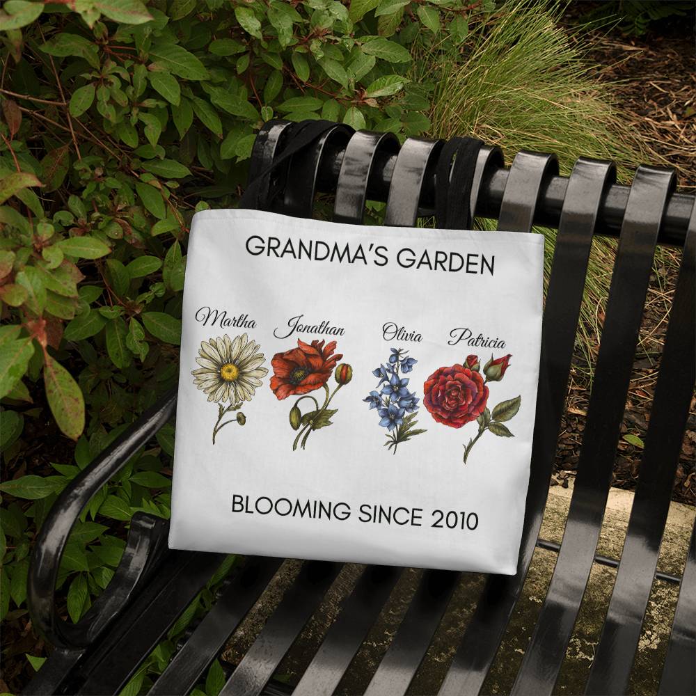 "Grandma's Garden" Classic Tote Bag with Birth Flowers for Grandchildren