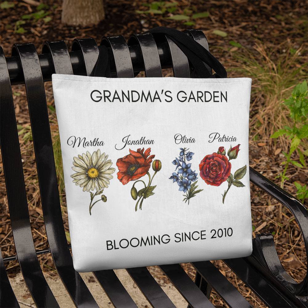 "Grandma's Garden" Classic Tote Bag with Birth Flowers for Grandchildren